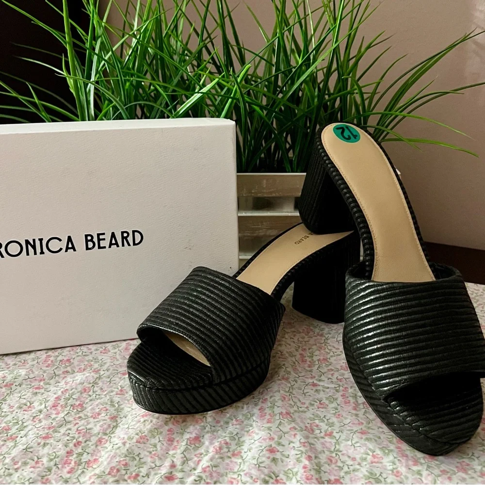 VERONICA BEARD Dali Platform Woven Raffia Slide Sandal - Picture 3 of 11